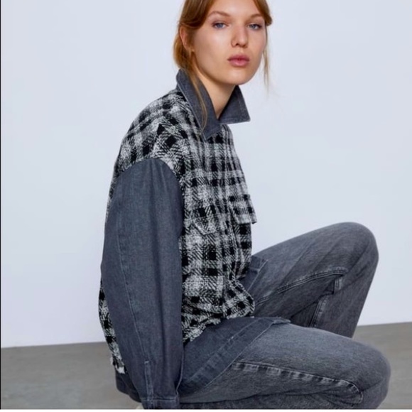 Zara Contrasting Tweed Jacket - Picture 2 of 10
